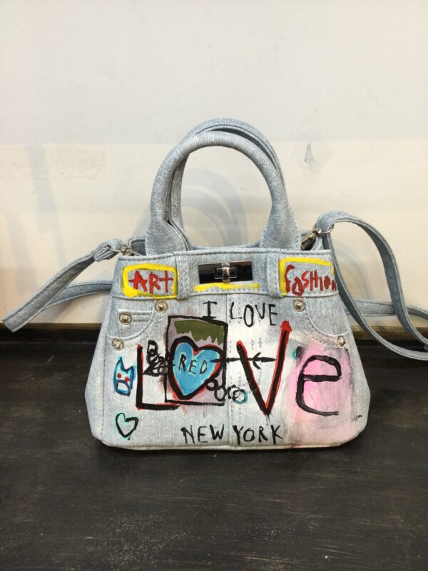 Graffiti mini bag blu jean